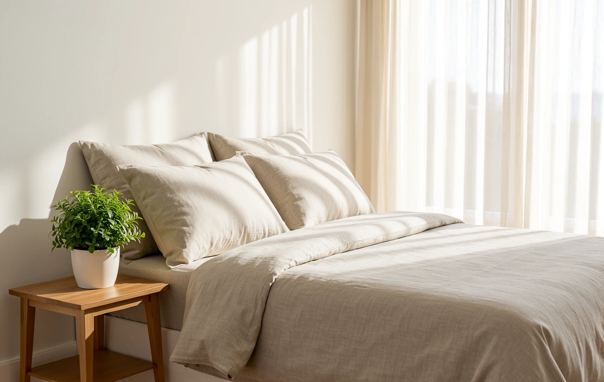 Ein ruhiges Schlafzimmer zur Veranschaulichung der optimalen Schlafumgebung